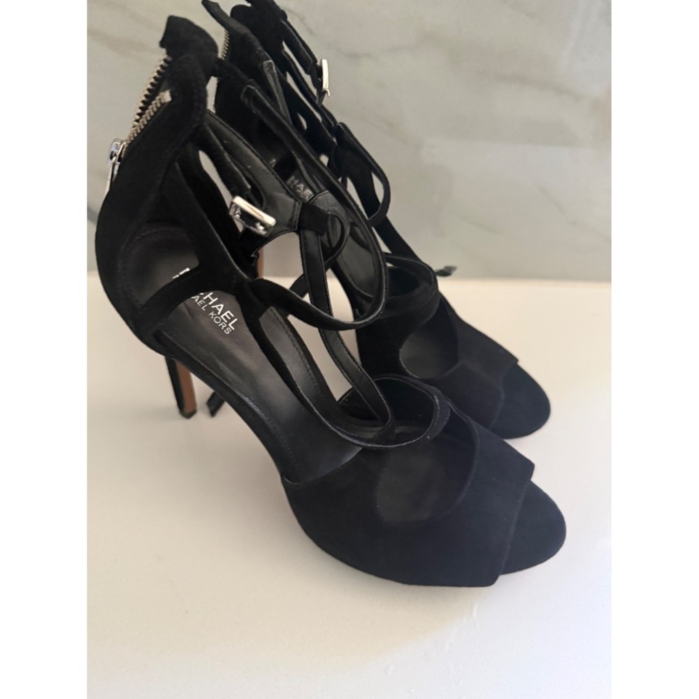 Michael Kors Black Suede Lace Up Stiletto Heels | Sexy Evening Sandals | 10M - Picture 2 of 9